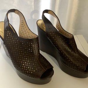 Coach brown wedge heel sandals